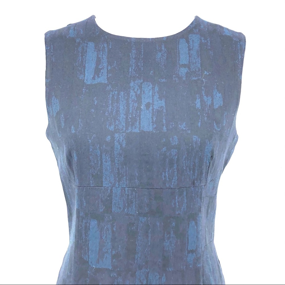 MM Lafleur Blue Black Brush Jaquard Shift Dress - Picture 3 of 7